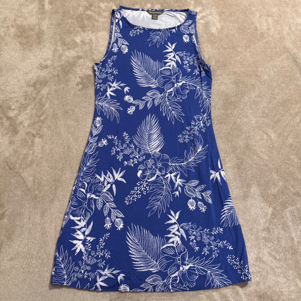 Tommy Bahama Blue White Tropical Floral Modal Sleeveless Shift Dress XS